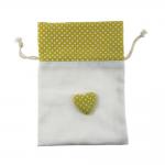 SACCHETTO IN COTONE CUORE POIS CON TIRANTE 10X14 CM 10 PEZZI