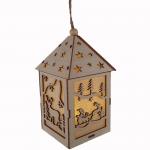 DECORAZIONE LANTERNA IN LEGNO CON LED "BOSCO INCANTATO" 8X8X13 CM 12 PEZZI