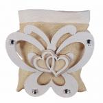 BOMBONIERA FARFALLA E SACCHETTO IN COTONE CON TIRANTE 8X6 CM 6 PEZZI