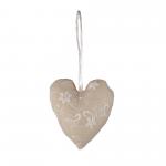 SACCHETTO A CUORE IN COTONE E VELO RICAMATO Ø 9 CM 10 PEZZI