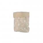 SACCHETTO IN COTONE E VELO RICAMATO 15X15 CM 5 PEZZI
