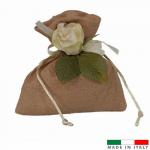 SACCHETTO IN TESSUTO CON TIRANTE E DECORAZIONE 9X12 CM - 10 PEZZI COMPLETO DI OVATTA E BUSTINE - MADE IN ITALY