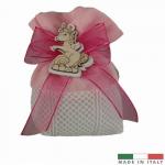 SACCHETTO IN TESSUTO CON TIRANTE E DECORAZIONE   8X10 CM - 10 PEZZI COMPLETO DI OVATTA E BUSTINE - MADE IN ITALY