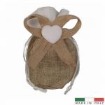 SACCHETTO IN TESSUTO CON TIRANTE E DECORAZIONE 6X10 CM - 20 PEZZI COMPLETO DI OVATTA E BUSTINE - MADE IN ITALY