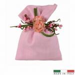 SACCHETTO IN TESSUTO CON TIRANTE E DECORAZIONE 9X12 CM - 20 PEZZI COMPLETO DI OVATTA E BUSTINE - MADE IN ITALY