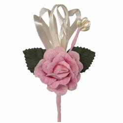 PICK ARTIFICIALE CON ROSA INTESSUTO E PISTILLI LUNGHEZZA 11 CM 10 PEZZI