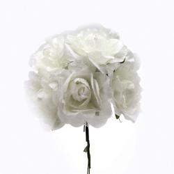 ROSA ARTIFICIALE IN TESSUTO E ORGANZA Ø 5,5 CM 18 PEZZI