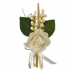 PICK CON ROSA IN CARTA E PISTILLI LUNGHEZZA 9 CM 10 PEZZI
