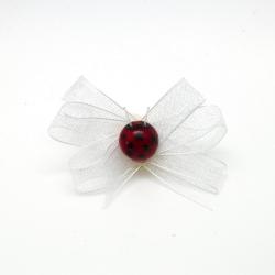 PICK FIOCCO IN ORGANZA E COCCINELLA Ø 6 CM 10 PEZZI
