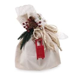 SACCO IN COTONE CON BORDO IN PIZZO 45X42 CM 4 PEZZI