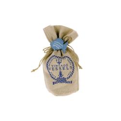 SACCHETTO IN COTONE CON TIRANTE LINEA MARE "ROSA DEI VENTI" 14X7 CM 10 PEZZI