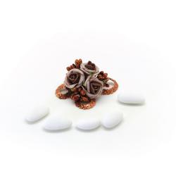 PICK CON ROSE IN POLIFOAM CON PAILLETTES Ø 5 CM 5 PEZZI