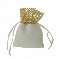 SACCHETTO COTONE CON BORDO RETE E TIRANTE 7X9 CM 10 PEZZI