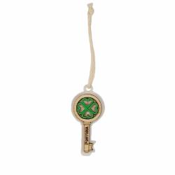 DECORAZIONE CHIAVE QUADRIFOGLIO PORTAFORTUNA Ø 4 CM 10 PEZZI
