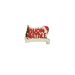 SCRITTA BUON NATALE CAPPELLO LARGHEZZA 6 CM ALTEZZA 4,5 CM 12 PEZZI