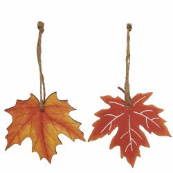DECORAZIONE FOGLIA ACERO ARANCIO E ROSSA ASST Ø 7 CM 12 PEZZI