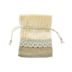 SACCHETTO IN COTONE E RETE CON TIRANTE 10X13 CM 10 PEZZI