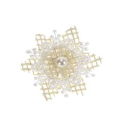 DECORAZIONE IN TESSUTO E PIZZO CON PERLA Ø CM 10 PEZZI