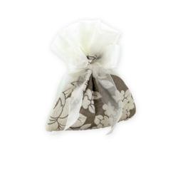 SACCHETTO TESSUTO DAMASCATO E ORGANZA VOILE 10X13 CM 10 PEZZI