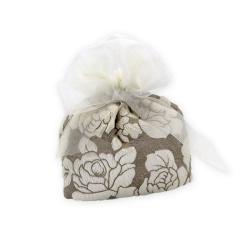 SACCHETTO TESSUTO DAMASCATO E ORGANZA VOILE 13X16 CM 5 PEZZI