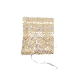 SACCHETTO IN PIZZO DI COTONE NATURALE CON TIRANTE 10X12 CM 5 PEZZI