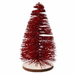 DECORAZIONE ABETE CON BASE IN LEGNO ALTEZZA 11 CM 6 PEZZI