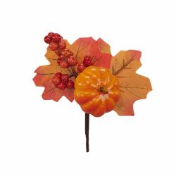 PICK AUTUNNO ZUCCA BACCHE E FOGLIE ALTEZZA 15 CM 6 PEZZI
