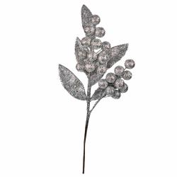 RAMO DI BACCHE CON GLITTER LUNGHEZZA 36 CM 72 PEZZI