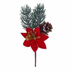 PICK NATALIZIO CON STELLA DI NATALE E PIGNA LUNGHEZZA 12 CM 10 PEZZI