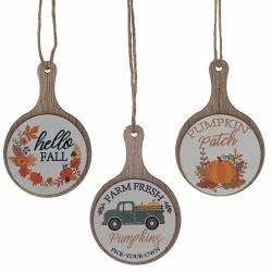 DECO AUTUNNO "HELLO FALL" "FARM FRESH" "PUMPKIN PATCH" Ø 5 CM 10 PEZZI
