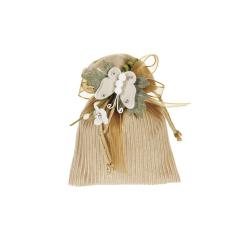 SACCHETTO IN COTONE VOILE A RIGHE E TIRANTE 10X13 CM 10 PEZZI