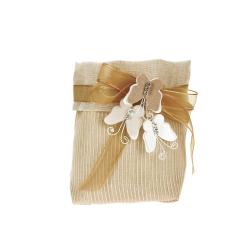 SACCHETTO IN COTONE E VOILE A RIGHE 15X17 CM 5 PEZZI
