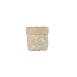 SACCHETTO IN COTONE E VELO RICAMATO 11x10 CM 5 PEZZI