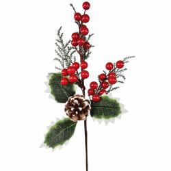 RAMO DI AGRIFOGLIO CON PIGNA LUNGHEZZA 30 CM 48 PEZZI