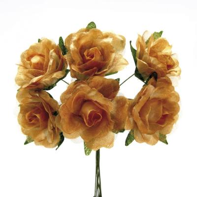 ROSA IN TESSUTO E ORGANZA Ø 4,5 CM 36 PEZZI