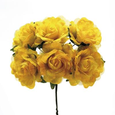 ROSA IN TESSUTO E ORGANZA Ø 4,5 CM 36 PEZZI