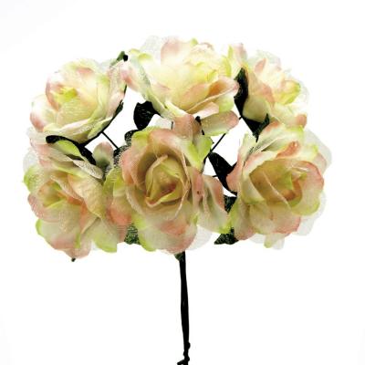 ROSA IN TESSUTO E ORGANZA Ø 4,5 CM 36 PEZZI