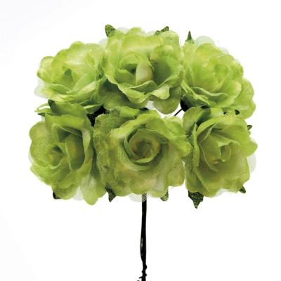 ROSA IN TESSUTO E ORGANZA Ø 4,5 CM 36 PEZZI