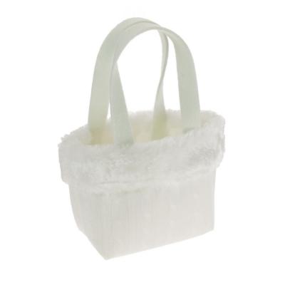 BORSETTA IN LANA CON BORDO PELO SINTETICO 13X13 CM 1 PEZZO