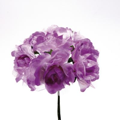 ROSA ARTIFICIALE IN TESSUTO E ORGANZA Ø 5,5 CM 18 PEZZI