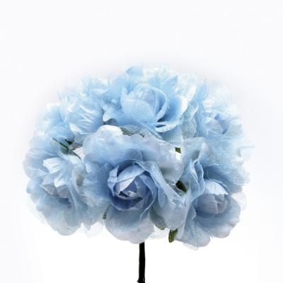 ROSA ARTIFICIALE IN TESSUTO E ORGANZA Ø 5,5 CM 18 PEZZI