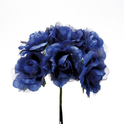 ROSA ARTIFICIALE IN TESSUTO E ORGANZA Ø 5,5 CM 18 PEZZI