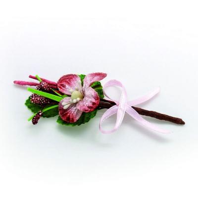 PICK FIORE IN VELLUTO CON PISTILLI LUNGHEZZA 8 CM 10 PEZZI