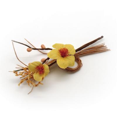 PICK CON FIOR DI PESCO IN TESSUTO E PISTILLI LUNGHEZZA 11 CM 10 PEZZI