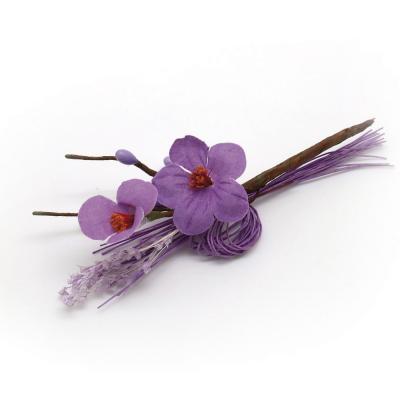 PICK CON FIOR DI PESCO IN TESSUTO E PISTILLI LUNGHEZZA 11 CM 10 PEZZI