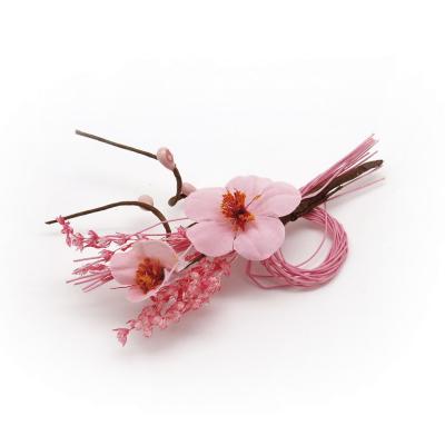 PICK CON FIOR DI PESCO IN TESSUTO E PISTILLI LUNGHEZZA 11 CM 10 PEZZI