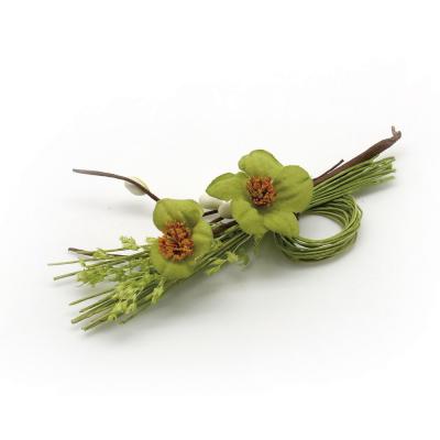 PICK CON FIOR DI PESCO IN TESSUTO E PISTILLI LUNGHEZZA 11 CM 10 PEZZI