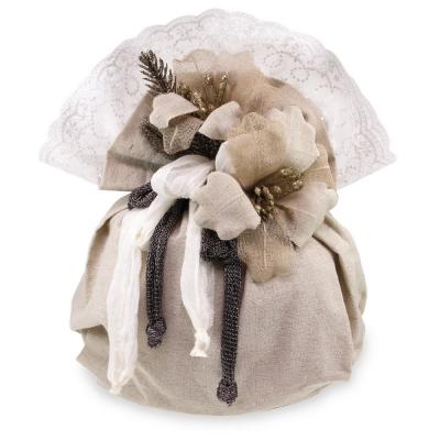 SACCO IN COTONE CON BORDO IN PIZZO 45X42 CM 4 PEZZI