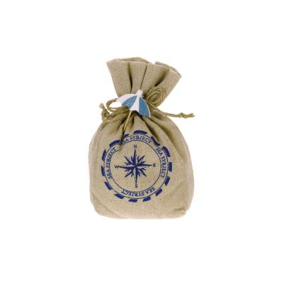 SACCHETTO IN COTONE CON TIRANTE LINEA MARE "ROSA DEI VENTI" 14X7 CM 10 PEZZI