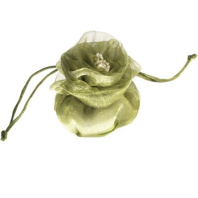 SACCHETTO IN ORGANZA CON TIRANTE "ROSA" Ø 7 CM 6 PEZZI